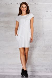 Biała Sportowa Sukienka z Kieszeniami