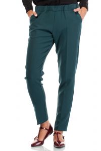 Zielone Klasyczne Spodnie na Gumie z Kantem