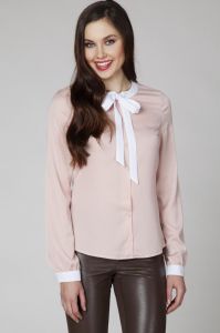 Różowa Elegancka Koszula z Wiązaną Kokardą